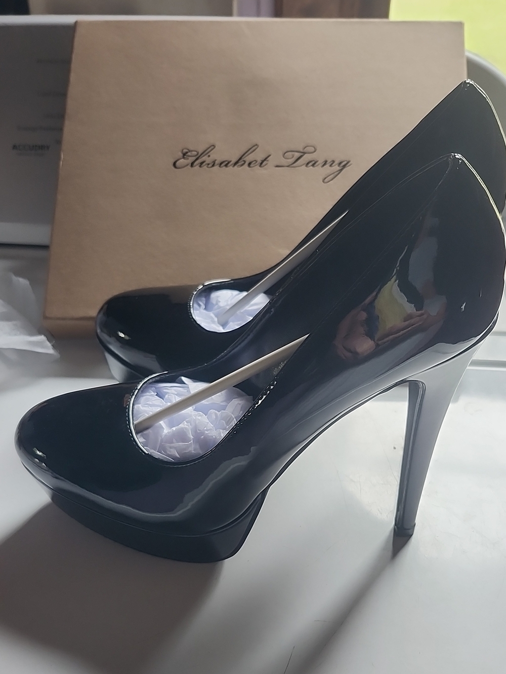 Elisabet Tang Black Patent High Heel Pumps